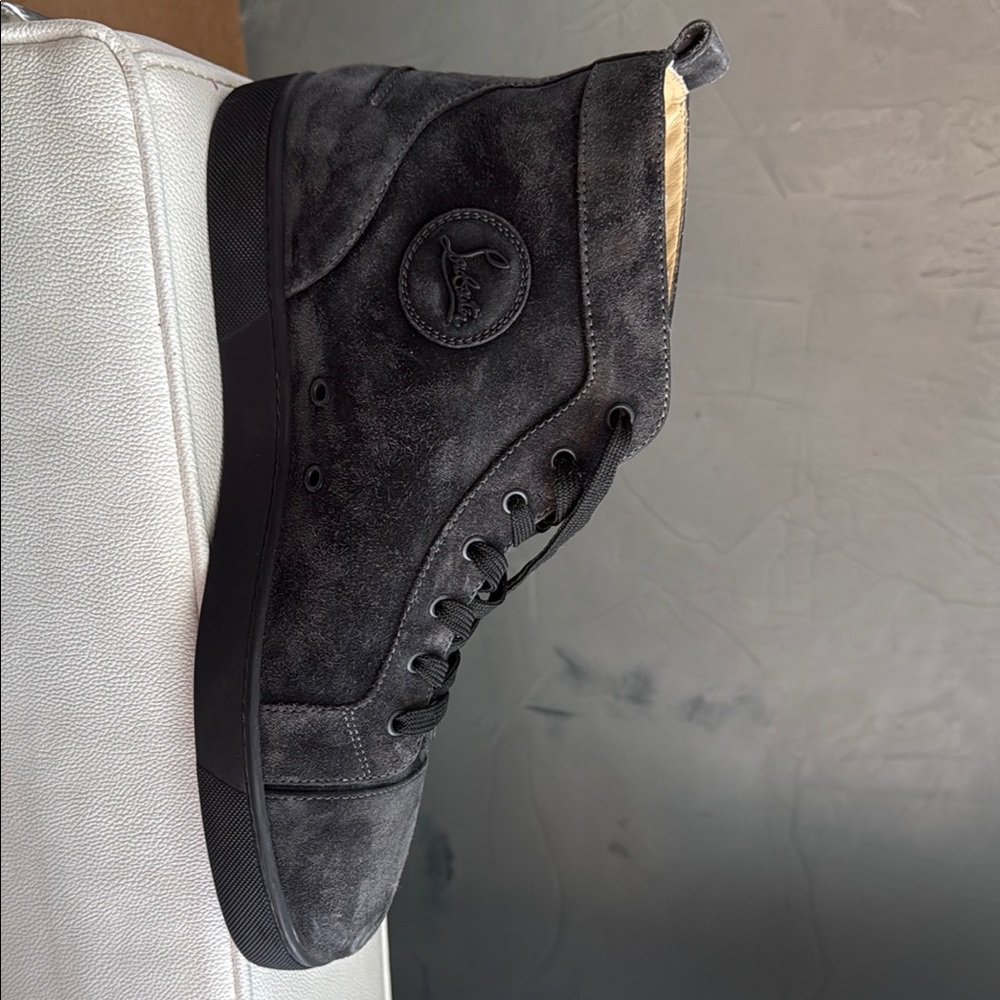 Christian Louboutin Charcoal Suede High-Top Sneakers